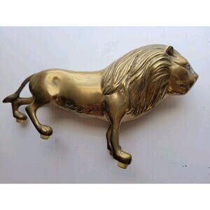 Vintage Brass Leo Lion Sculpture Statue Figurine King of The Jungle MCM Decor